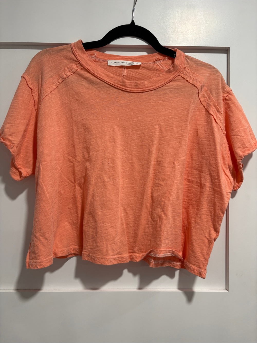 Altar'd State Coral Cropped Crew Tee